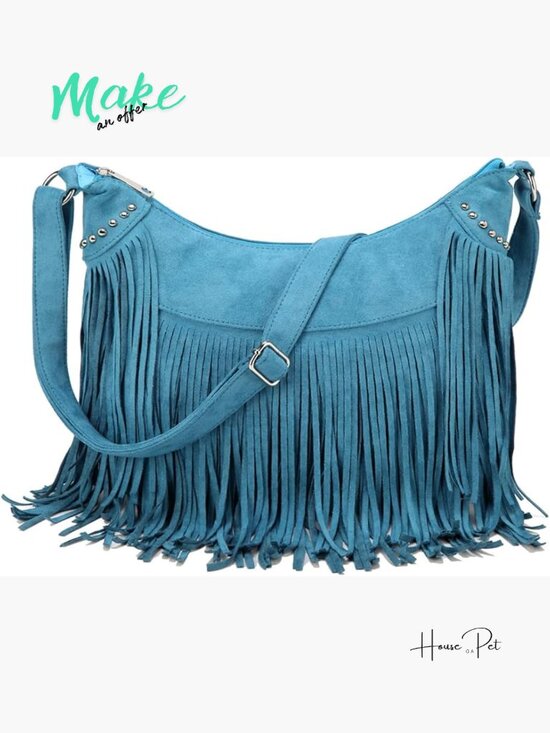 Handbags - Vintage Suede Fringe Hobo Crossbody Bag Tassel Shoulder Purse